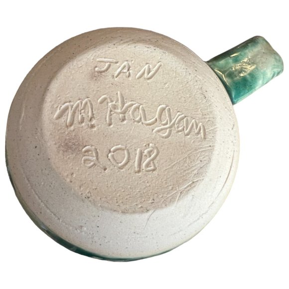 Charming HANDMADE Pottery Art Mug Glossy Raw Signed 3.25" tall x 3" across Charm - Picture 6 of 6